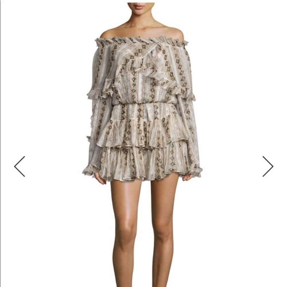 Caroline Constas Metallic off the shoulder dress